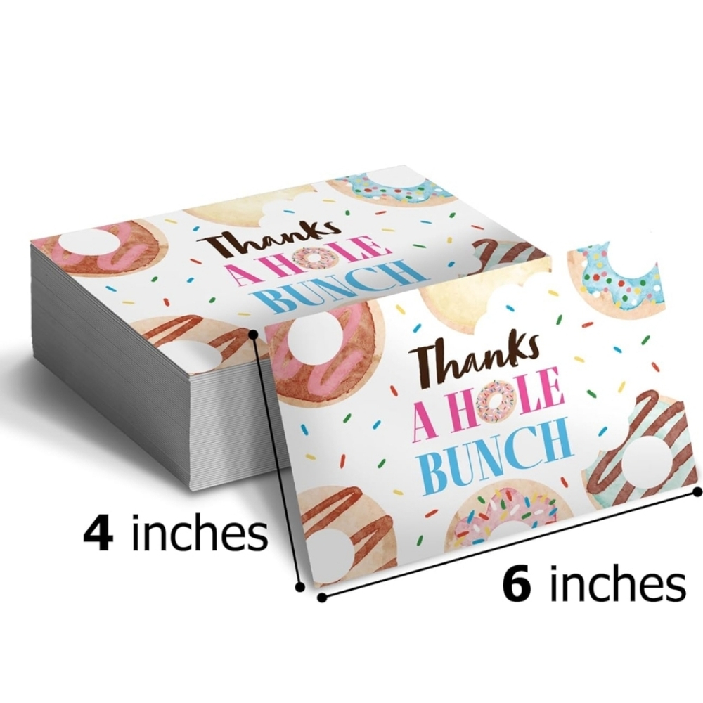 50 4x6 Donuts Thank You Insert Cards